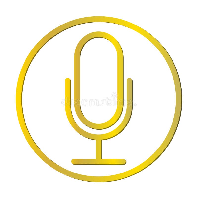 Microfono di registrazione in podcast a colori oro in cerchio royalty illustrazione gratis