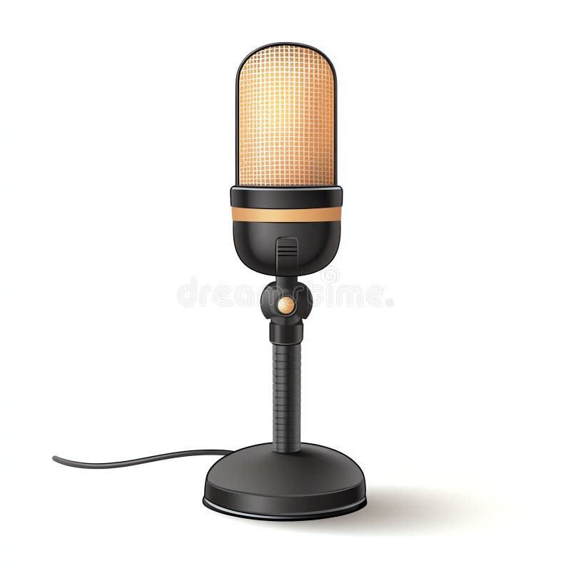Microfono retroattivo Elegant : Apparecchiature audio professionali per la trasmissione di registrazioni podcast Studio e produzio illustrazione di stock