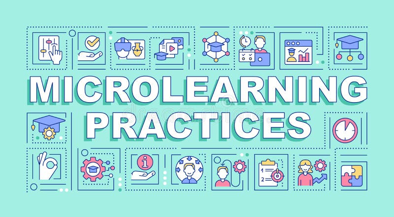 Microlearning practices word concepts mint banner stock illustration