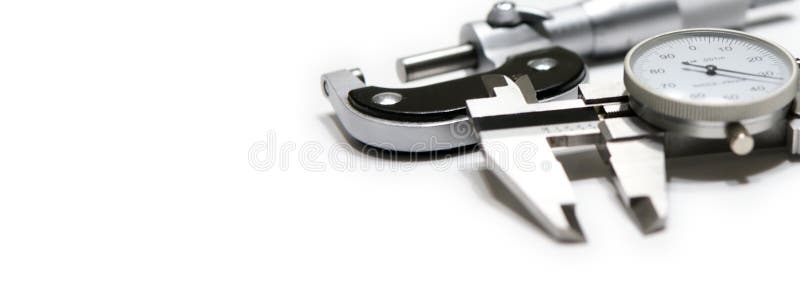 Micrometer and Caliper Web Banner Stock Photo - Image of machinist ...