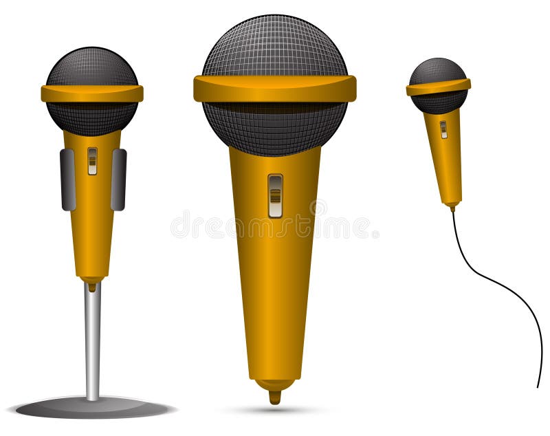 Premium Vector  Gold podcast mic cartoon vector