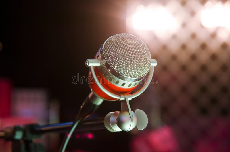 Microphone in a disco stock photo. Image of club, lights 14447792