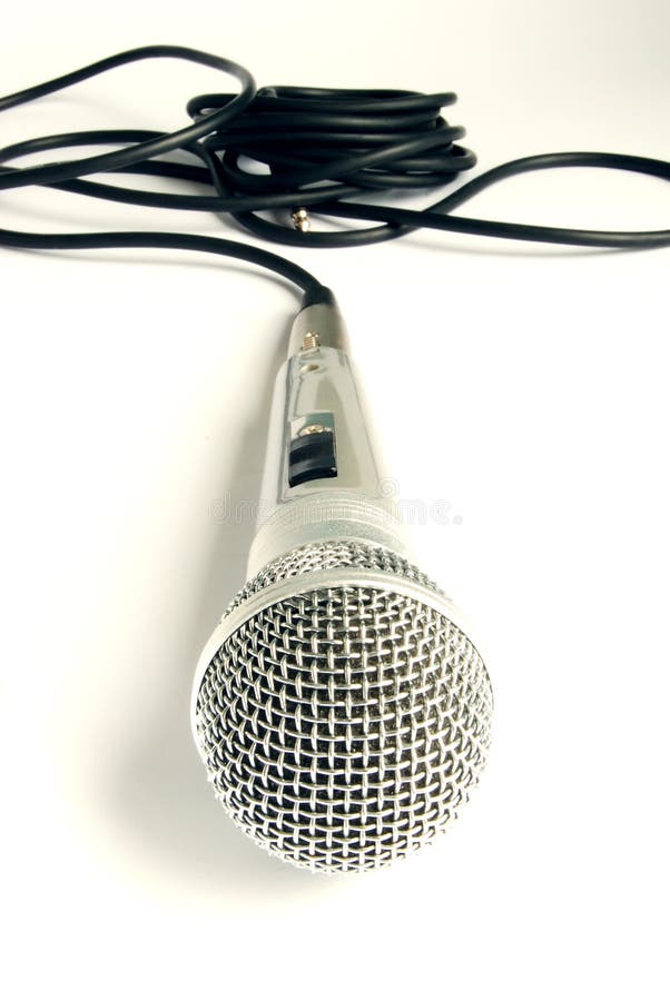 Mic with curled cable stock photo. Image of radio, amplification 6876362
