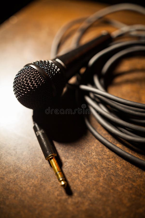 Microphone and cables stock photo. Image of music, media 88423182