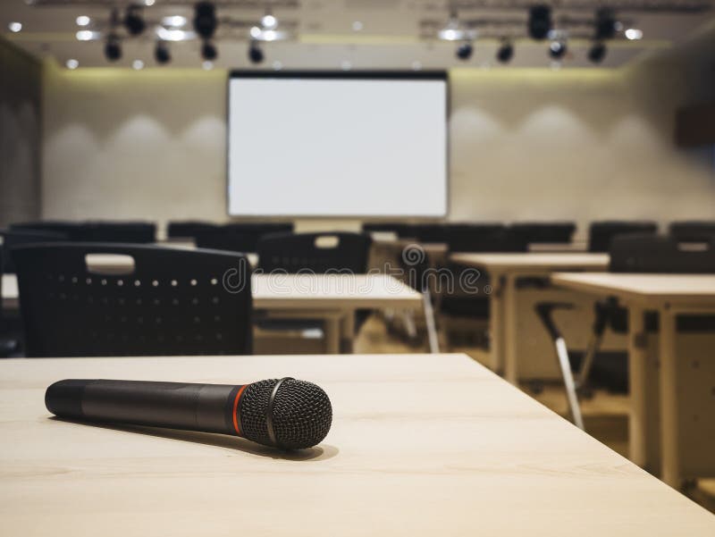 Microphone in Conference Seminar room Business Presentation