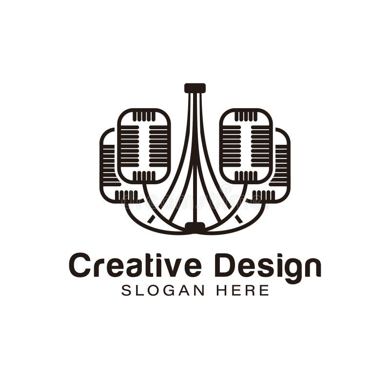 Microphone. decorating lamp logo Ideas. Inspiration logo design. Template Vector Illustration. Isolated On White Background vector illustration