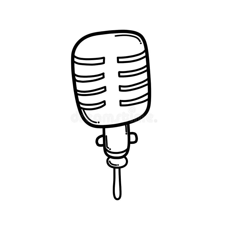 Microphone Doodle Vector Icon. Drawing Sketch Illustration Hand Drawn