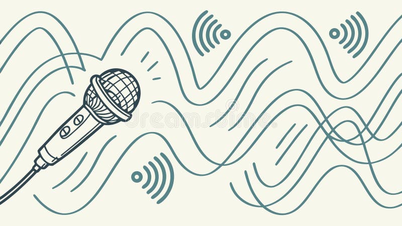 Microphone Emitting Sound Waves for Clear Communication and Audio, vector design Generative AI vector illustration