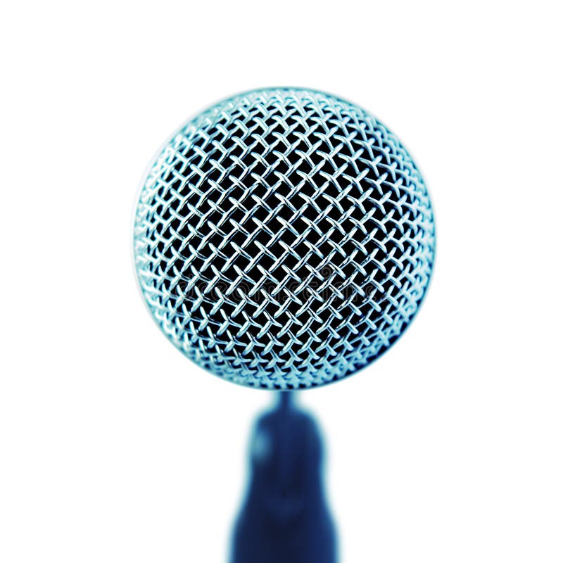 Professional Microphone. Front View. (with clipping path for easy background removing)