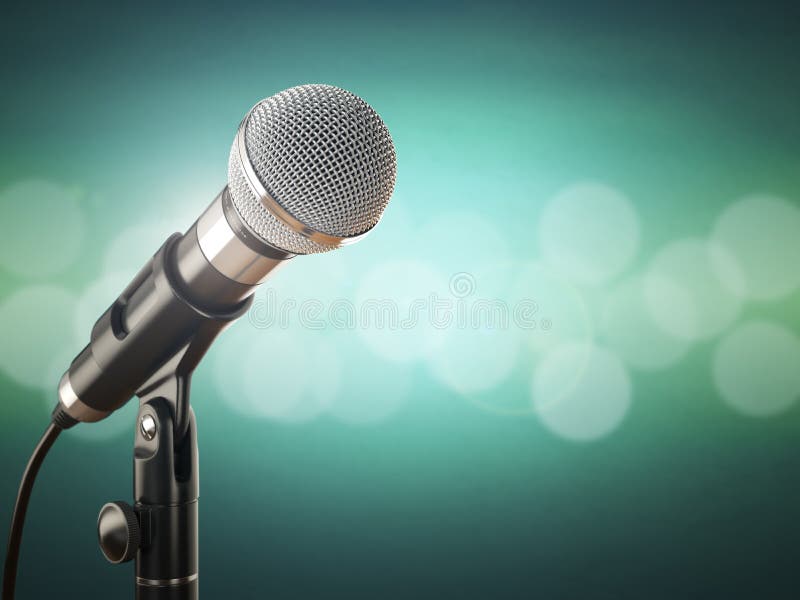Microphone on the Green Abstract Background. Stock Illustration