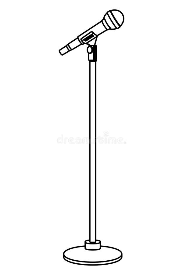 Microphone Icon Cartoon Black and White Stock Vector Illustration of