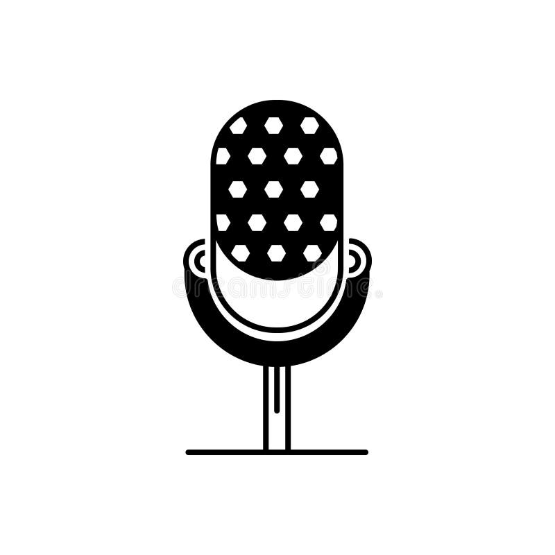 Black Solid Icon for Microphone, Speaker and Mike Stock Vector Illustration of shape, black