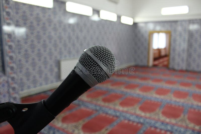 Microphone.Interior of the Mosque. Stock Image Image of highlights