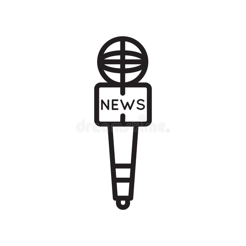 Microphone for journalists icon vector sign and symbol isolated on white background, Microphone for journalists logo concept. Microphone for journalists icon vector isolated on white background for your web and mobile app design, Microphone for journalists logo concept