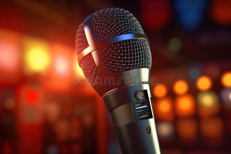 Microphone for Karaoke. AI Generated Stock Photo Image of show, voice