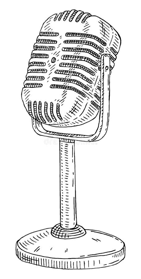 Microphone Métallique Sur Support. Vue Latérale. Illustration De Gravure  Noire Vintage Vintage Image éditorial - Illustration du musique,  acoustique: 259773680