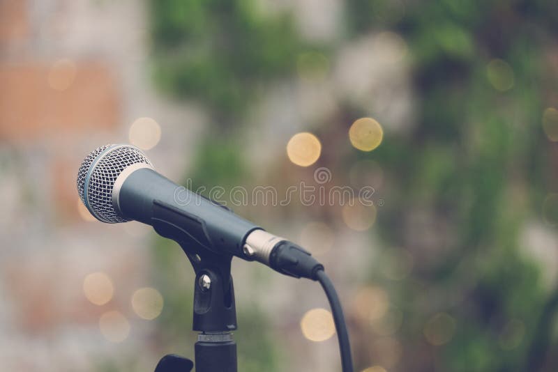 Microphone at outdoor concert stock photos Microphone at outdoor concert stock photos