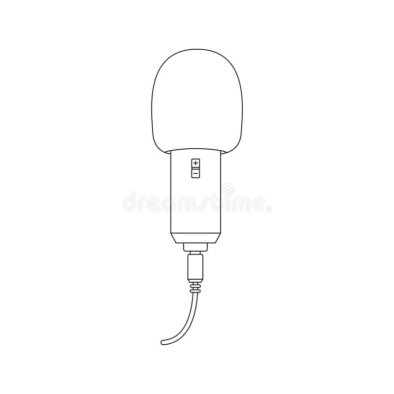 Microphone Outline Icon Illustration on Isolated White Background Stock