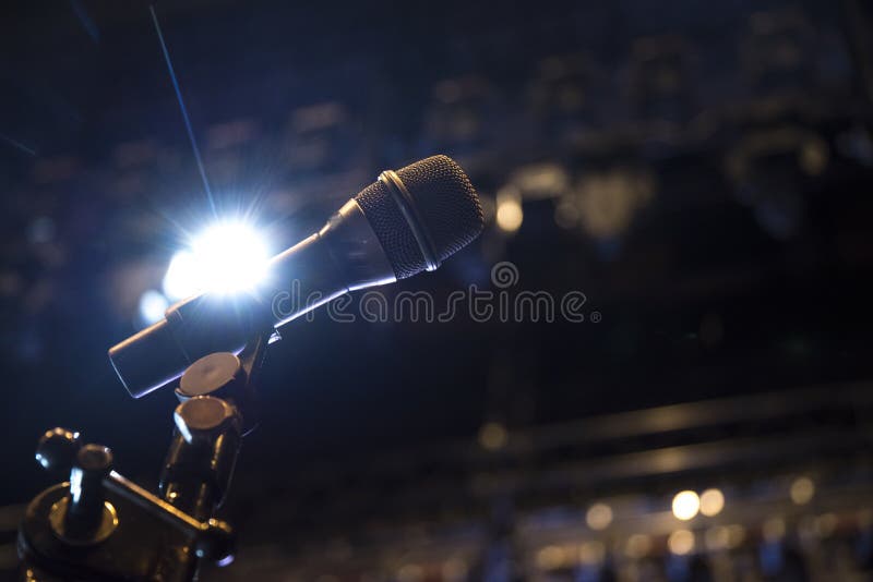Microphone on stage stock photo. Image of professional 134193204