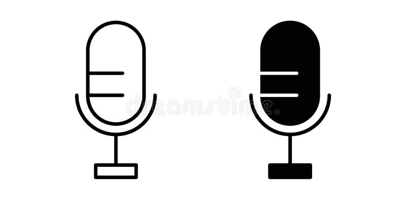 Set pictogramă linie subțire pentru microfon vector illustration
