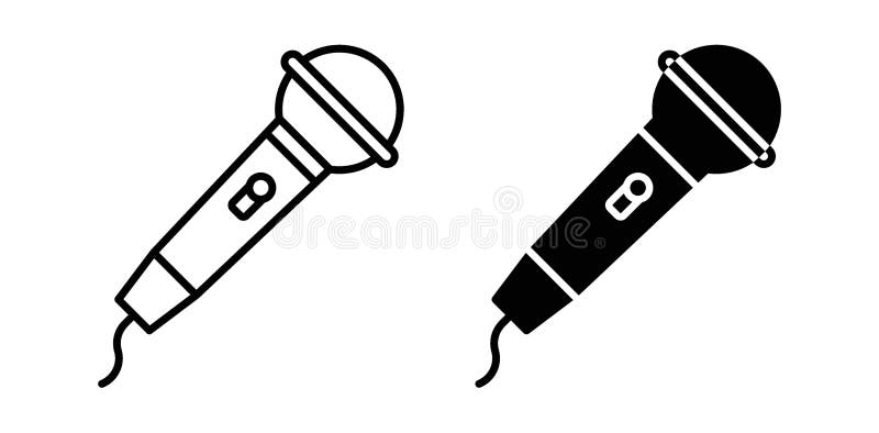 Set pictogramă linie subțire pentru microfon stock illustration