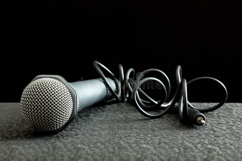 Microphone and wire stock image. Image of equipment, gray 11290939