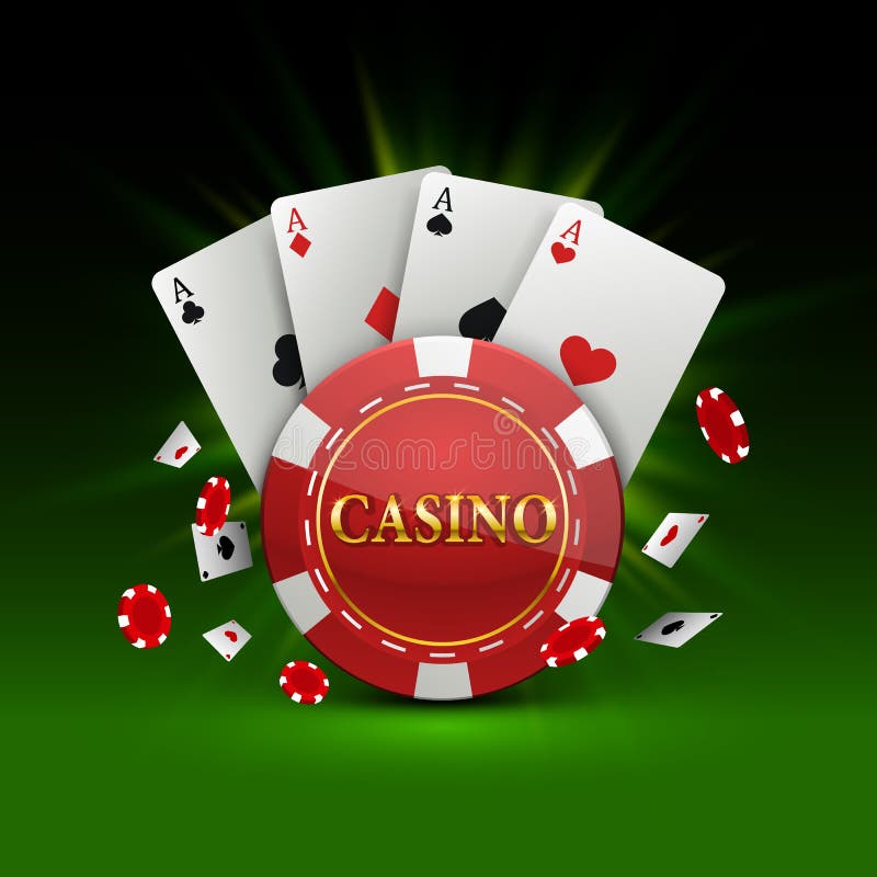 Microplaquetas e bandeira do casino dos cartões ilustração stock Microplaquetas e bandeira do casino dos cartões ilustração stock