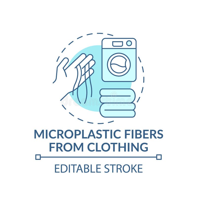 Microplastic fibers from clothing concept icon. Ecology idea thin line illustration. Planet saving. Global environmental problem. Vector isolated outline RGB color drawing. Editable stroke. Microplastic fibers from clothing concept icon. Ecology idea thin line illustration. Planet saving. Global environmental problem. Vector isolated outline RGB color drawing. Editable stroke