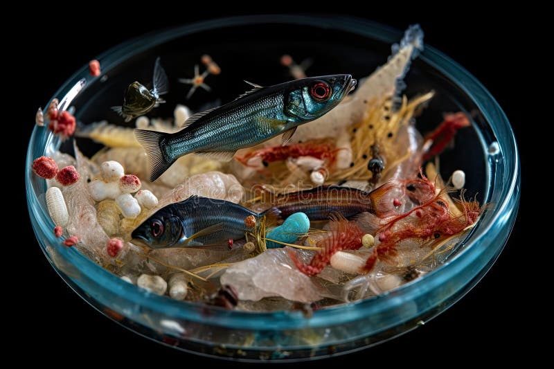 Microplastics in the Stomach of a Fish, with Its Food Visible Stock