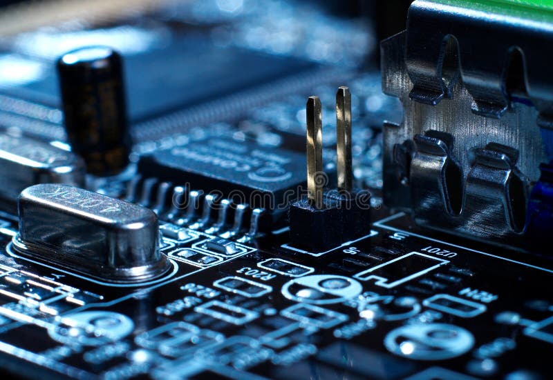 Microprocessor with motherboard background. Computer board chip circuit. Microelectronics hardware concept. royalty free stock photos Microprocessor with motherboard background. Computer board chip circuit. Microelectronics hardware concept. royalty free stock photos