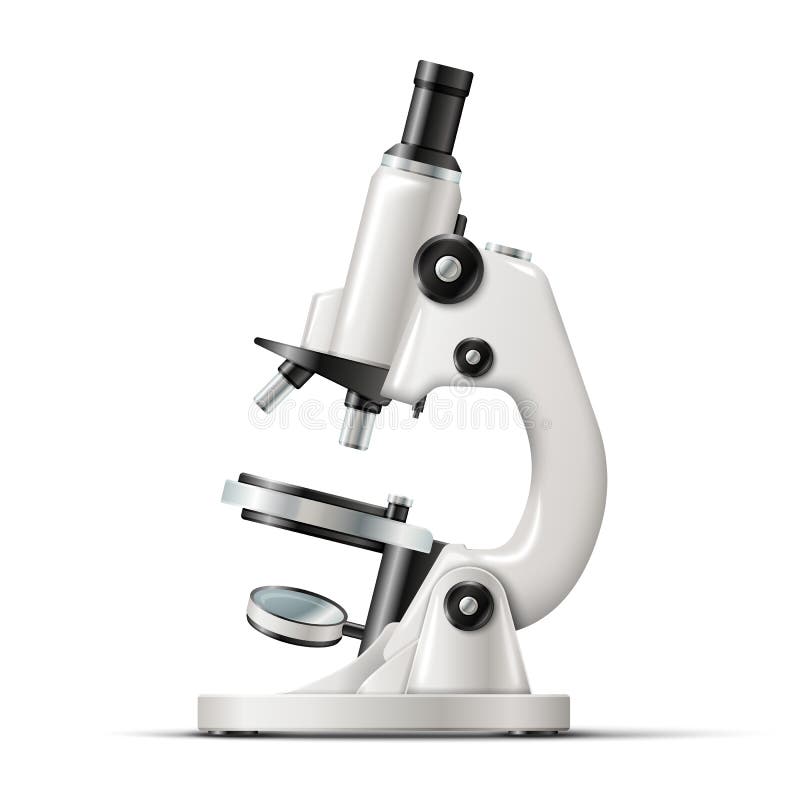 Microscop de laborator realist izolat pe alb royalty free illustration