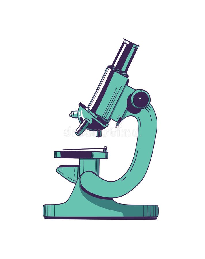 Microscop izolat pe fond alb. echipament de laborator pentru microbiologie științifică pentru laboratoare de mărire royalty free illustration