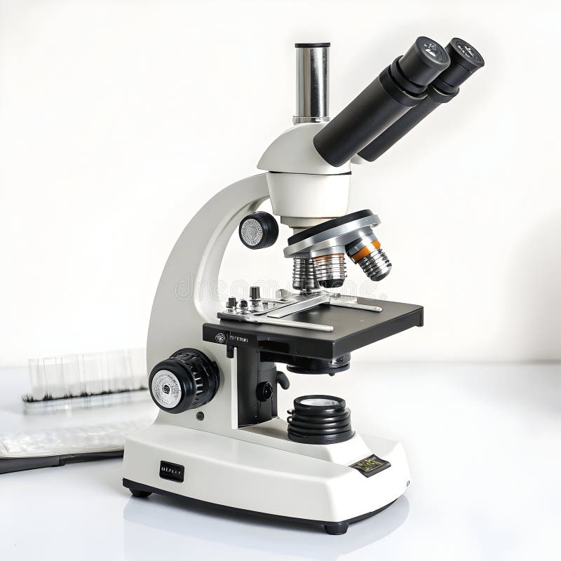 Microscop izolat pe fond alb royalty free illustration