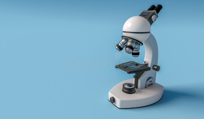 Microscop optic izolat pe fundalul albastru deschis stock illustration