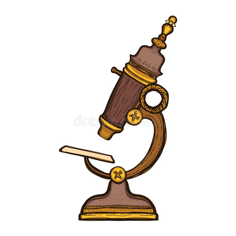 Microscop retrogen antic de tip vechi izolat royalty free illustration