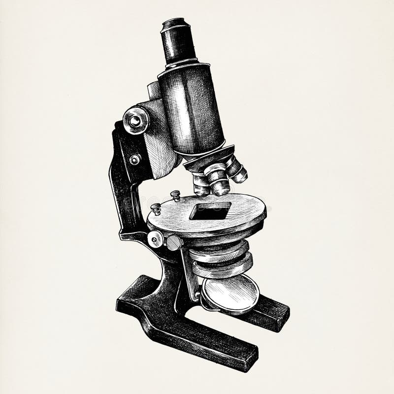 Microscop tras manual izolat pe fond stock illustration