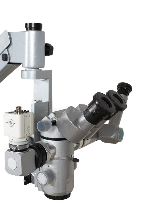 Medical microscope with the digital camera on a white background. Medical microscope with the digital camera on a white background