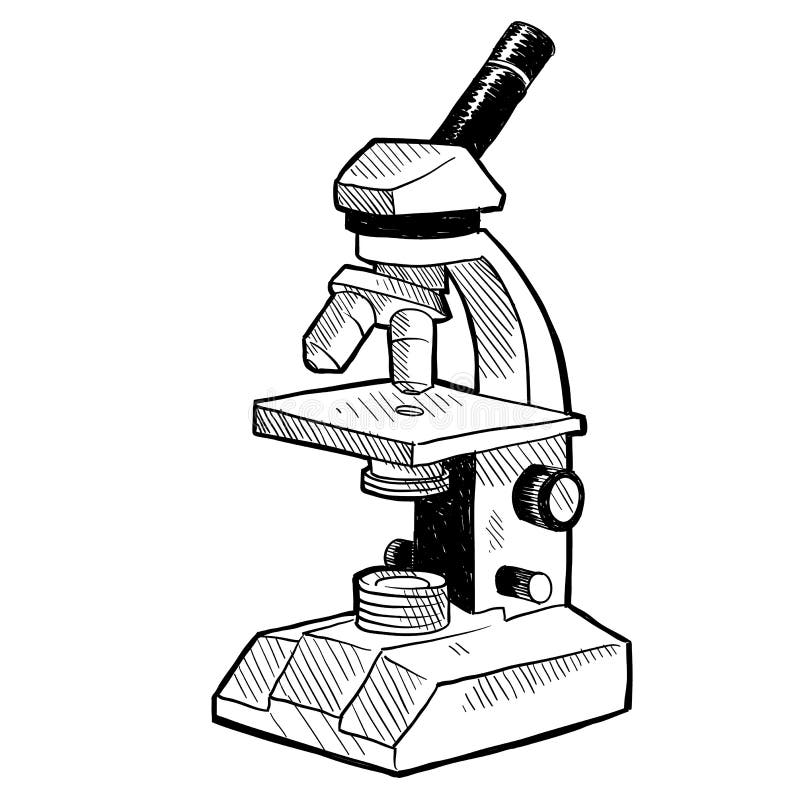 Microscope drawing stock vector. Illustration of lens