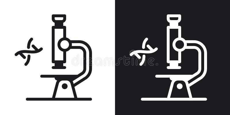 Microscope icon. Laboratory equipment concept. Simple two-tone vector illustration on black and white background