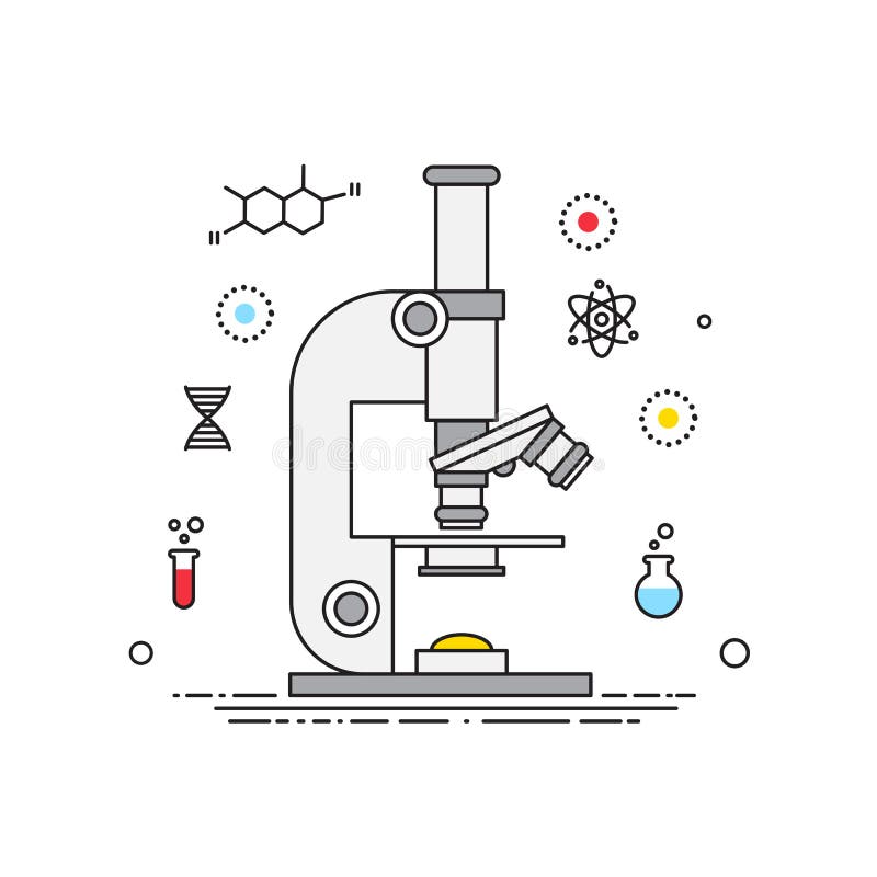 Microscope Lines Design Vector, Science Elements. Microscope with Lines ...