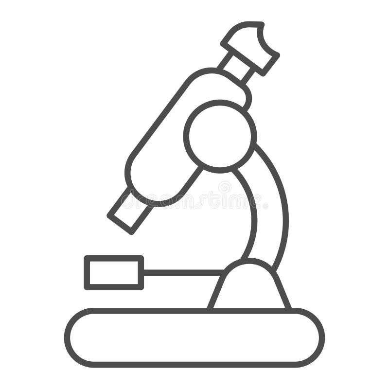 Microscope thin line icon, school concept, equipment for chemistry and biology sign on white background, Scientific