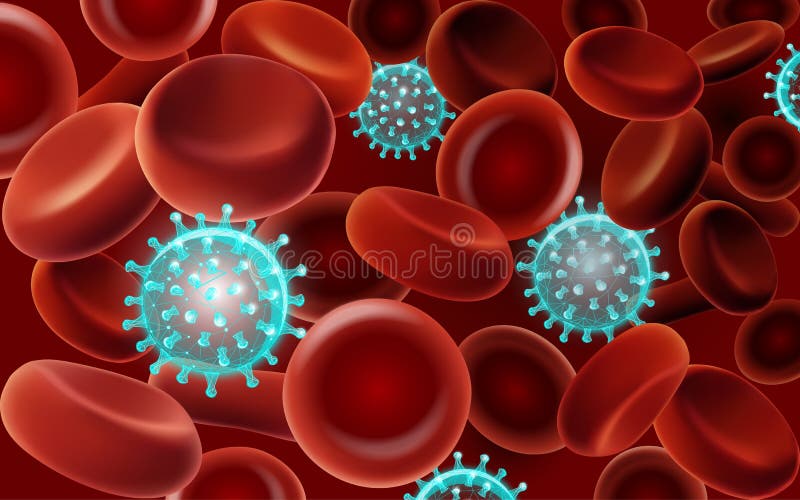 Microscope virus close up blood vessel 3d rendering. Laboratory analysis infection virus influenza flu pneumonia. Modern stock illustration