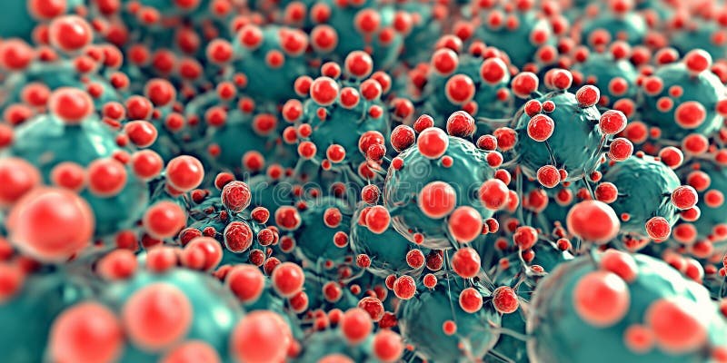 Microscope virus close up blood vessel 3d rendering. Laboratory analysis infection virus influenza flu pneumonia. Modern royalty free illustration