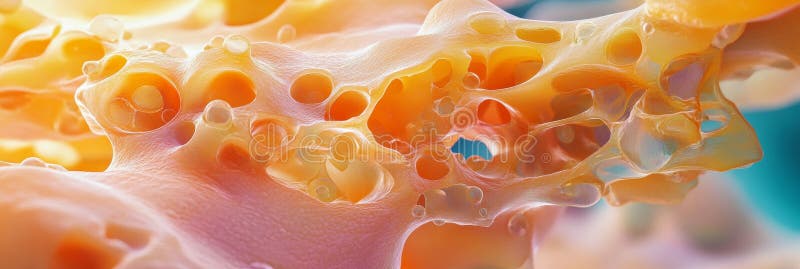 Microscopic Abstract A Captivating View of Orange Bacteria Cells, Unveiling Intricate Structures vector illustration
