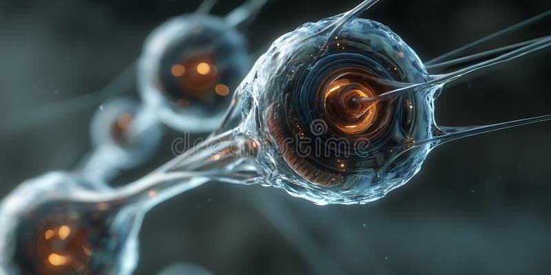Microscopic Cellular Structures Detailed Visualization of Neuron Connections and Cellular Processes vector illustration