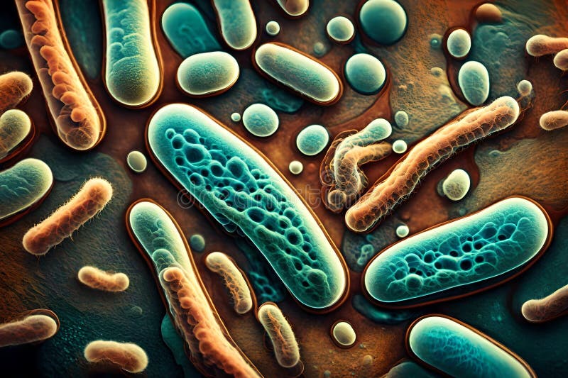 Microscopic Marvels: Close-Up Bacterial Art Unveiling the Nano Technology of Bio Tech Nology vector illustration