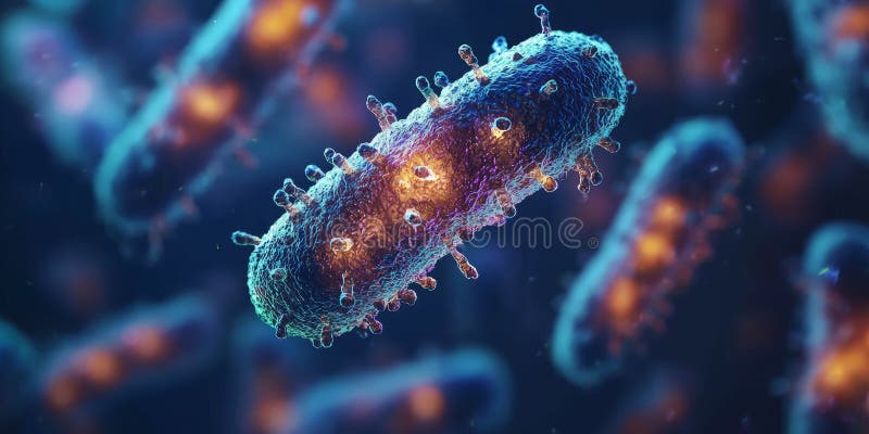 Microscopic view of bacteria and particles in a glowing liquid environment. Generative. Membrane diffusion stock images, royalty-free photos and pictures