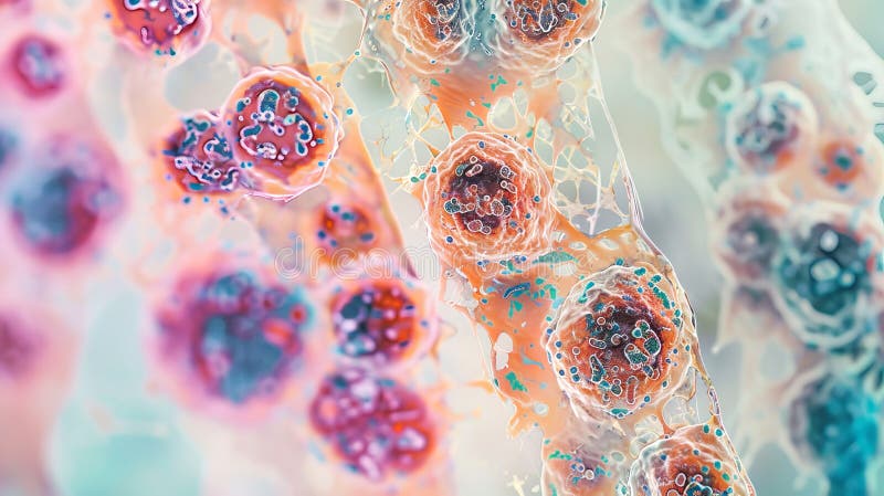 Microscopic view of cells, bacteria and viruses. Pathogens and microscopic organisms. Biomedical background. Banner royalty free stock images