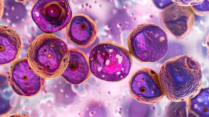 Microscopic view of cells, bacteria and viruses. Pathogens and microscopic organisms. Vivid biomedical backdrop. Banner stock image