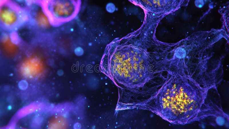 Microscopic view of cells showing cytoskeleton and internal structures vector illustration